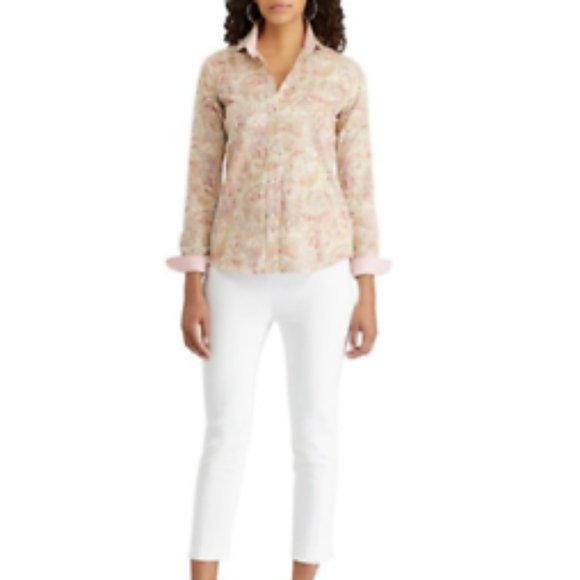Women's Chaps Button-Down Shirt Color: Tan Paisley - Picture 3 of 3